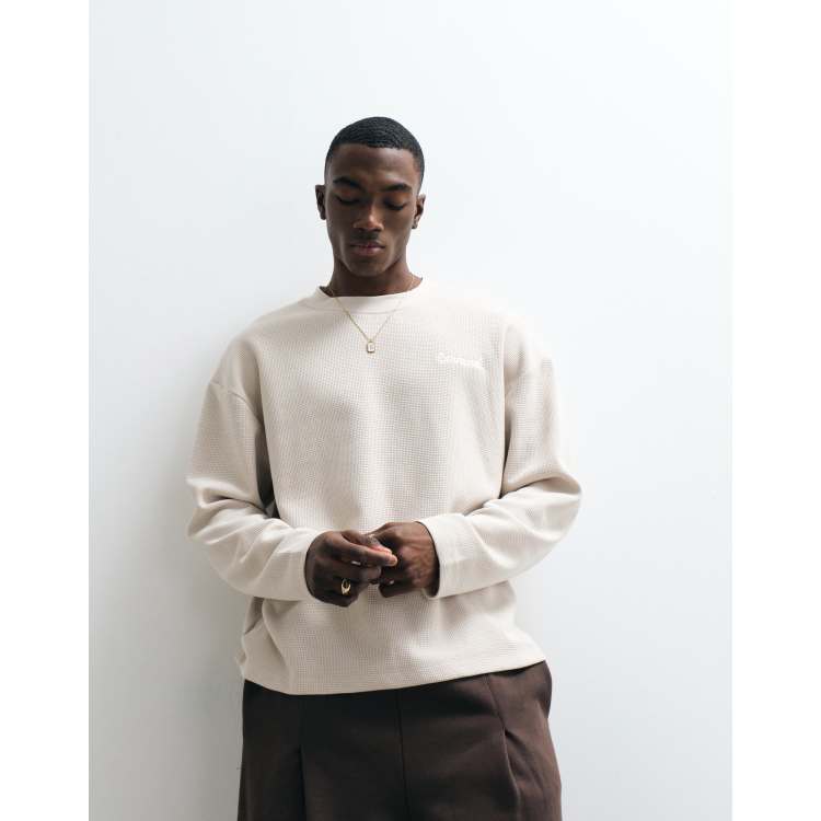 Cernucci 100% cotton long sleeve boxy oversized-fit waffle logo t