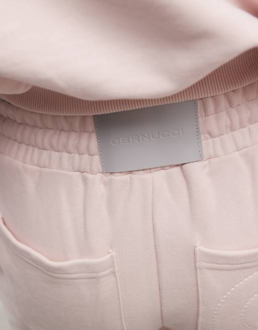 Cernucci 100% cotton wide leg logo joggers co-ord in light pink, 2 of 5