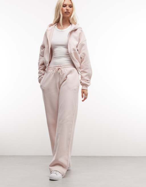 Cernucci 100% cotton wide leg logo joggers co-ord in light pink, 5 of 5