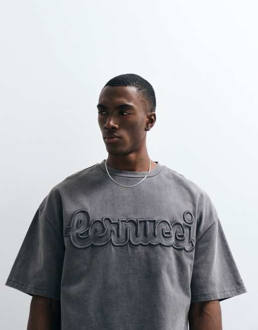 Cernucci 100% katoenen boxy oversized fit T-shirt met geborduurd logo, 3 van 5