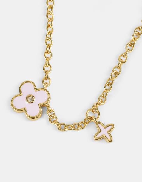 Cernucci 10mm double motif enamel necklace in gold - view 1