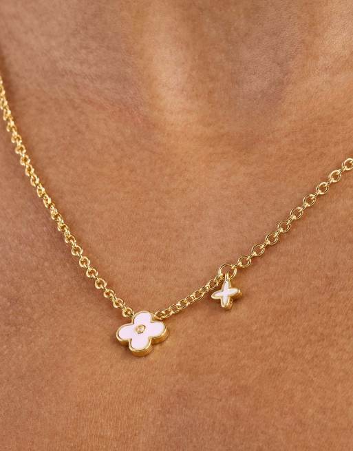 Cernucci 10mm double motif enamel necklace in gold, 2 of 5