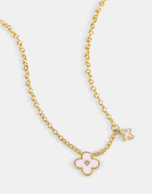 Cernucci 10mm double motif enamel necklace in gold, 3 of 5