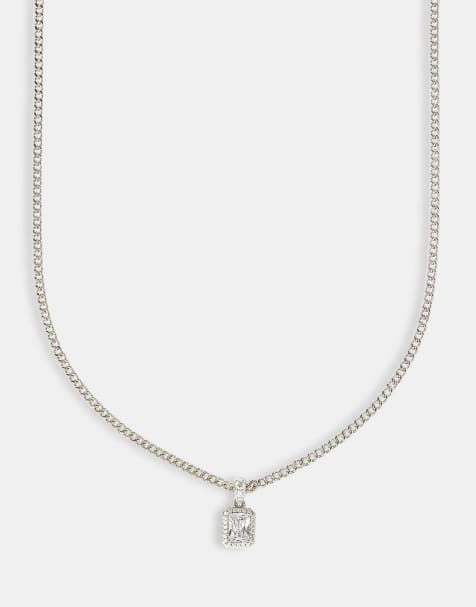 Cernucci 10mm Iced bezel pendant necklace in silver - view 1