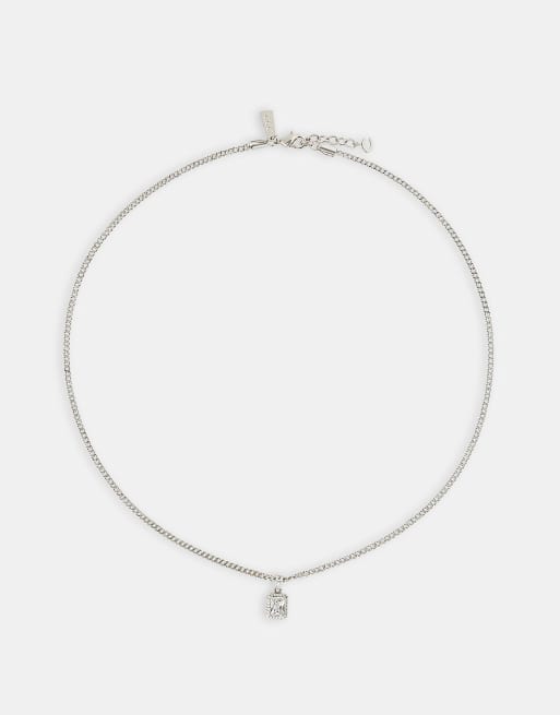 Cernucci 10mm Iced bezel pendant necklace in silver, 2 of 4