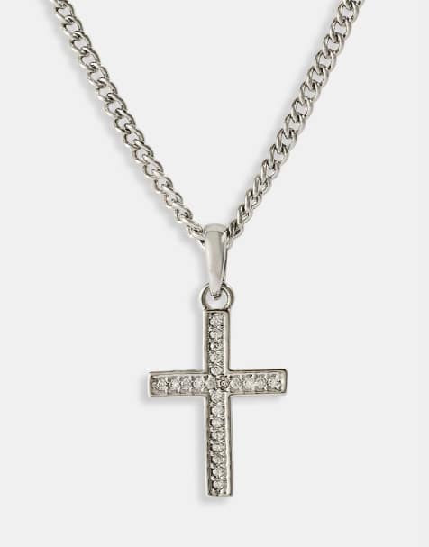 Cernucci 15mm Micro iced cross necklace in silver - view 1