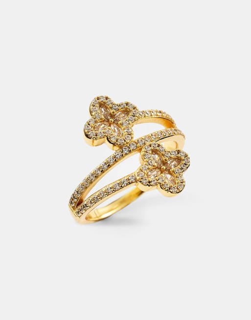 Cernucci 15mm motif cz twist ring in gold, 2 of 3
