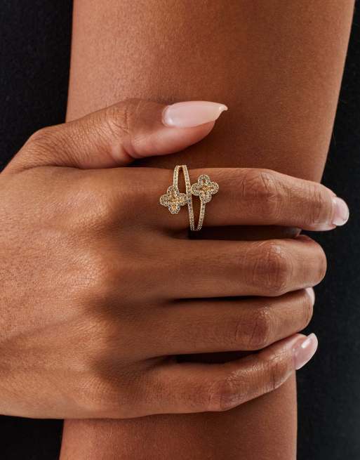 Cernucci 15mm motif cz twist ring in gold, 3 of 3