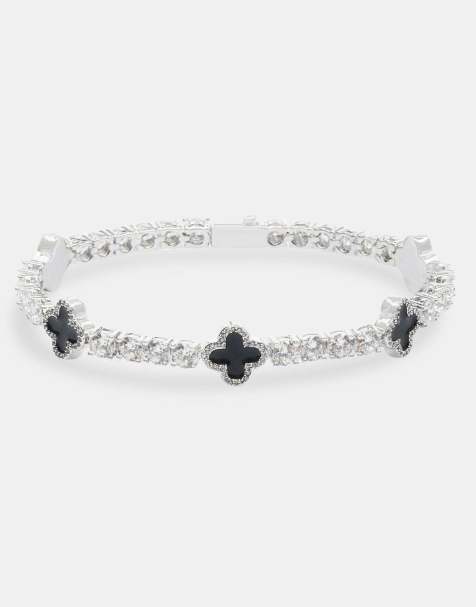 Cernucci 5mm Black motif tennis bracelet in silver - view 1