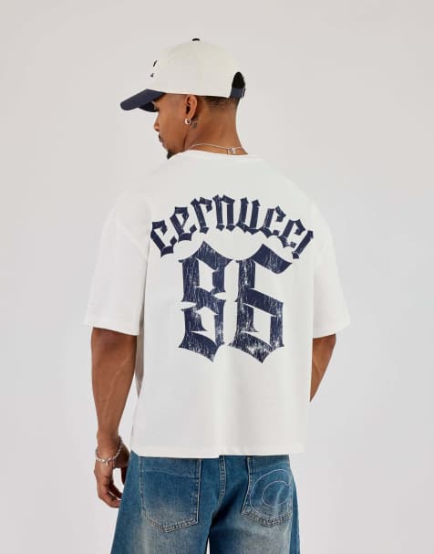 Cernucci 86 back print boxy t-shirt in ecru - view 1