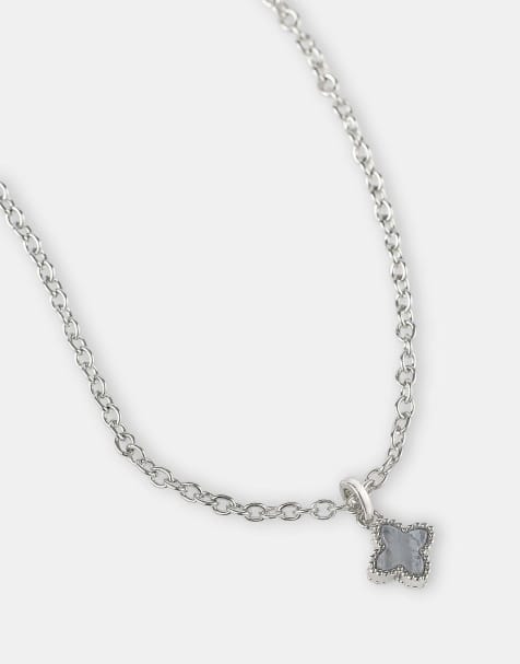 Cernucci 8mm Blue agate motif pendant necklace in silver - view 1
