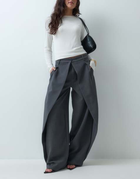 Cernucci barrel leg broek met dubbele plooien co-ord in grijs - view 1