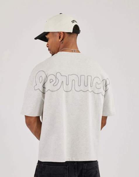 Cernucci Boxy embroidered motif logo t-shirt in grey