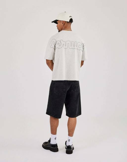 Cernucci Boxy embroidered motif logo t-shirt in grey, 3 of 4