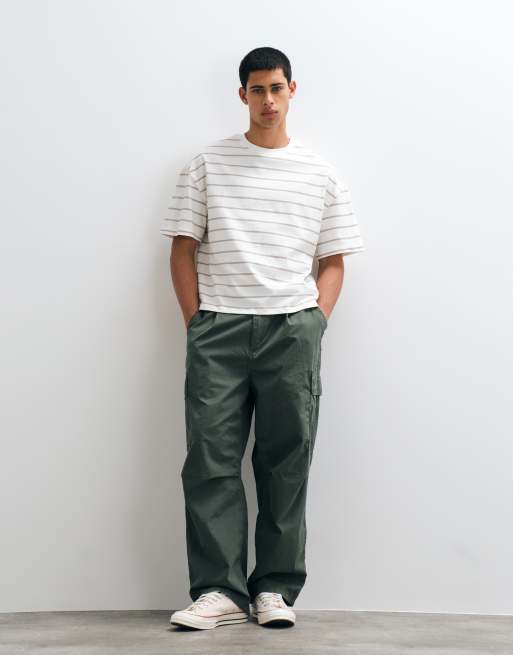 Cernucci boxy fit t-shirt with logo back print in brown stripe, 4 of 5