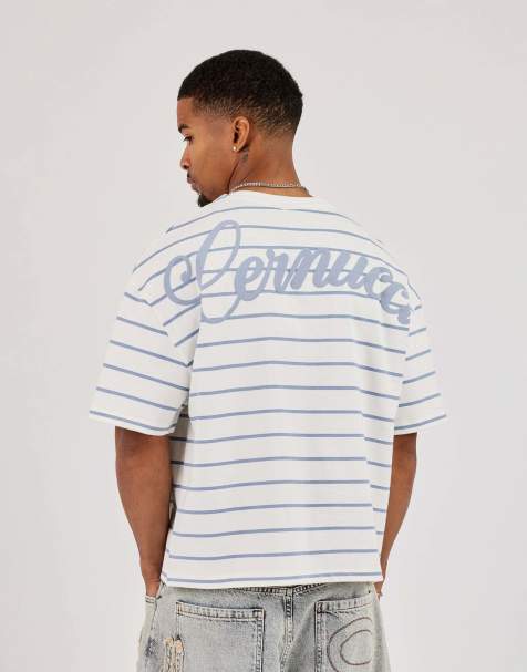 Cernucci Boxy stripe logo t-shirt in beige - view 1