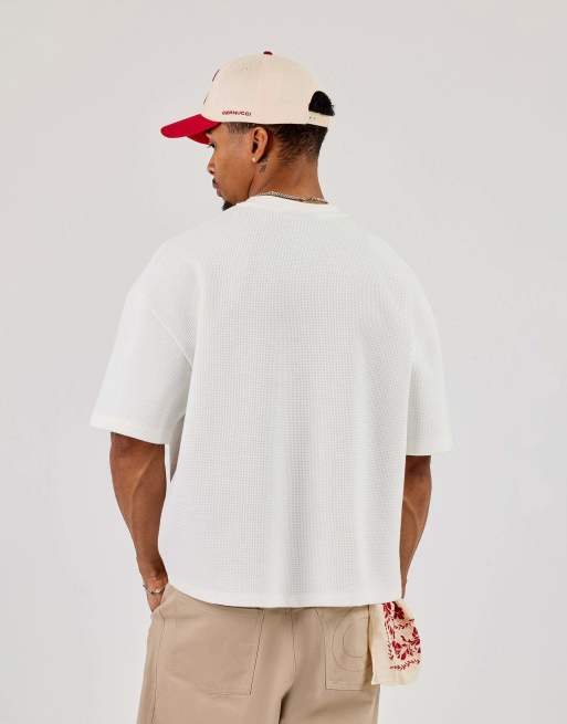 Cernucci Boxy waffle contrast print t-shirt in beige, 2 of 3