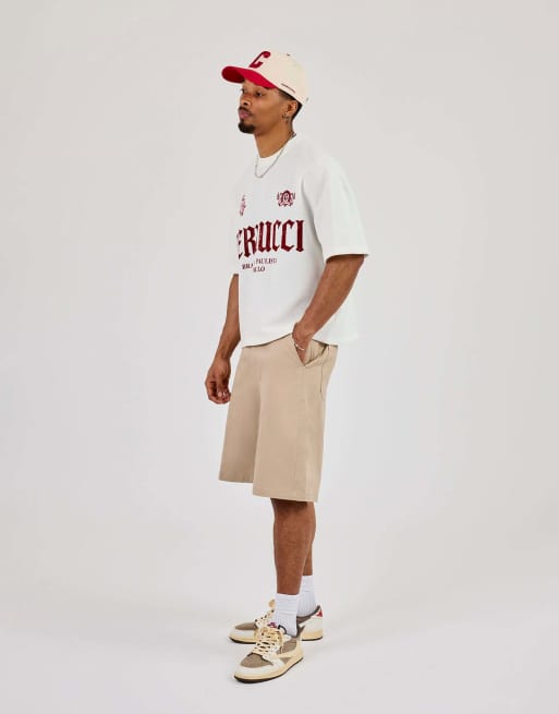 Cernucci Boxy waffle contrast print t-shirt in beige, 3 of 3