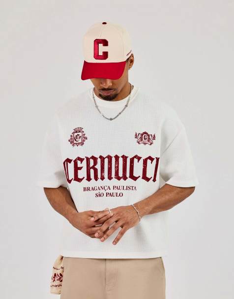 Cernucci Boxy waffle contrast print t-shirt in beige