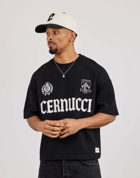 Cernucci Boxy waffle print t-shirt in black - view 1