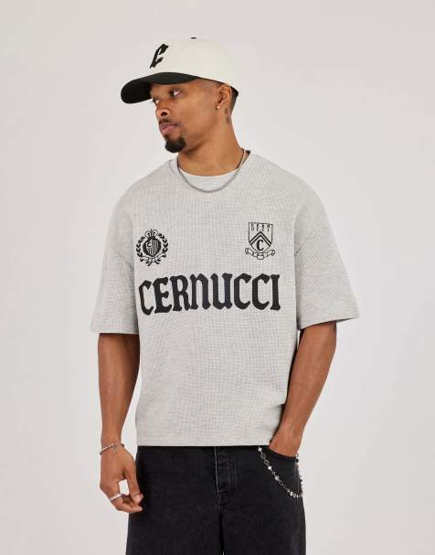 Cernucci Boxy waffle print t-shirt in grey - view 1