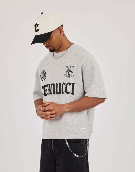 Cernucci Boxy waffle print t-shirt in grey, 2 of 4