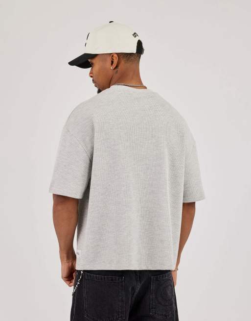 Cernucci Boxy waffle print t-shirt in grey, 3 of 4
