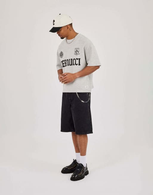 Cernucci Boxy waffle print t-shirt in grey, 4 of 4