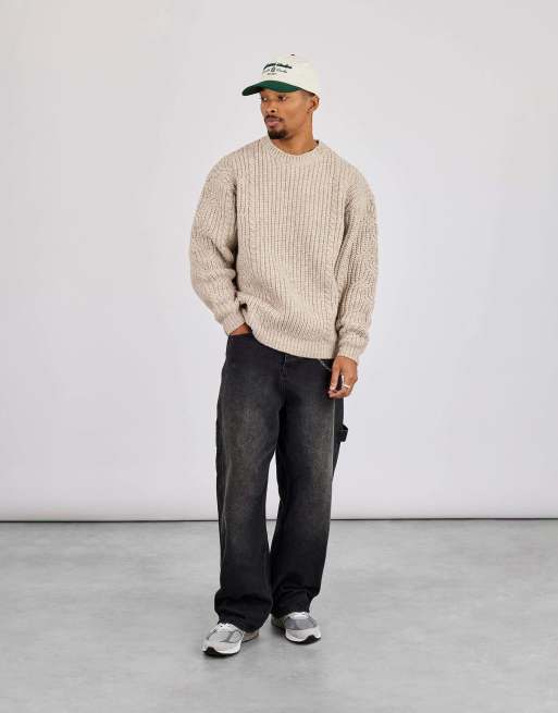 Cernucci Cable knit embroidered sweatshirt in beige, 2 of 4