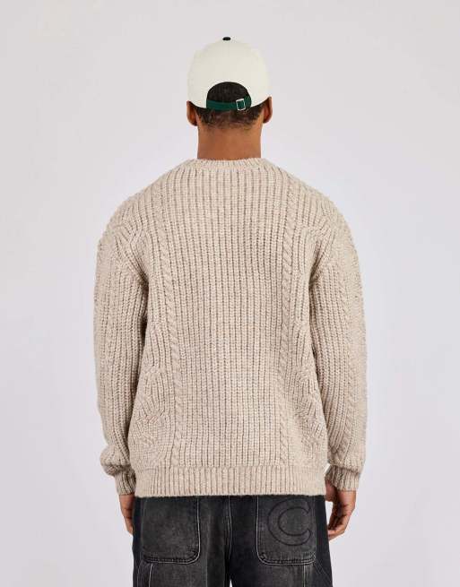 Cernucci Cable knit embroidered sweatshirt in beige, 4 of 4