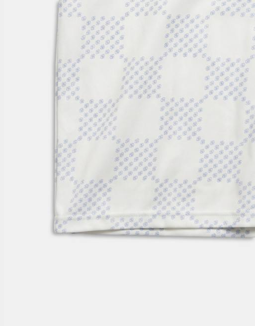 Cernucci - Camiseta azul claro a cuadros de estilo fútbol con logo y cuello de pico con solapas, 10 de 10
