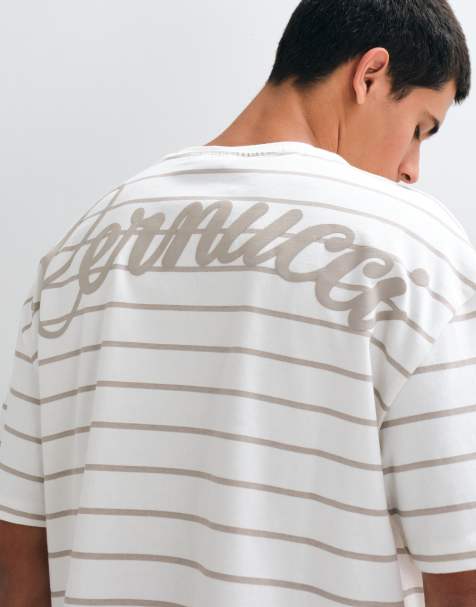 Cernucci - camiseta de corte boxy con estampado del logo en la espalda y raya marrón - view 1