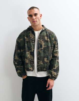 Cernucci Camo Ripstop Zip Through Hooded Jacket In Multi