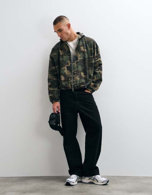 Cernucci camo ripstop zip through hooded jacket in green, 2 of 5
