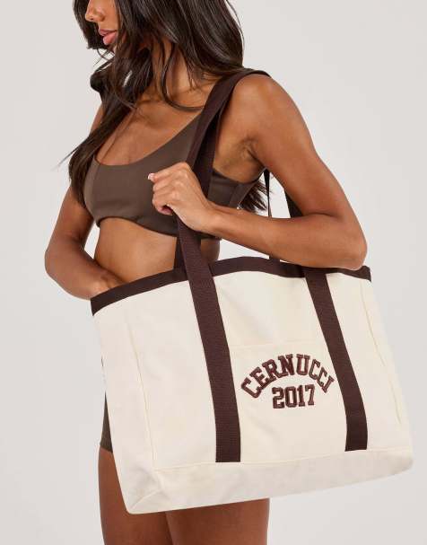 Cernucci Canvas pocket  tote bag in ecru - view 1