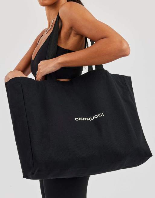 Cernucci Cernucci canvas tote bag in black, 2 of 4