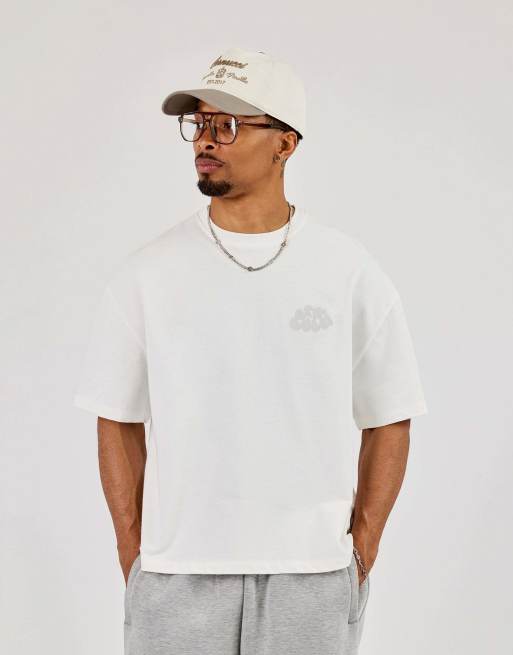 Cernucci Cernucci chain stitch boxy t-shirt in beige, 2 of 4