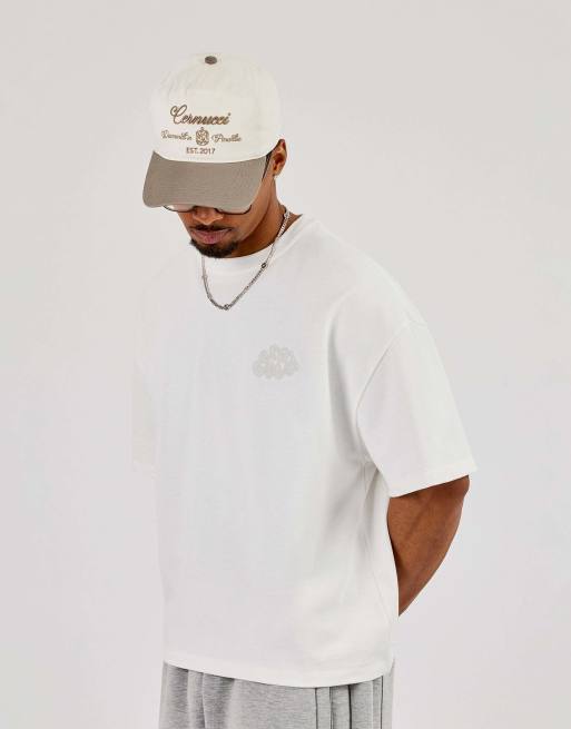Cernucci Cernucci chain stitch boxy t-shirt in beige, 3 of 4