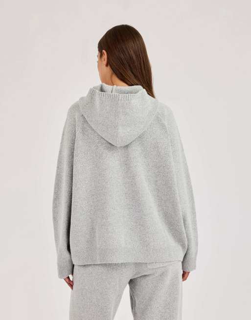 Cernucci Cernucci knitted logo oversized hoodie in grey, 2 of 4