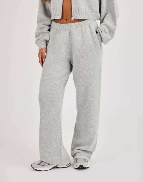 Cernucci Cernucci knitted logo wide leg jogger in grey - view 1