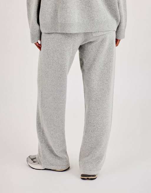 Cernucci Cernucci knitted logo wide leg jogger in grey, 3 of 4