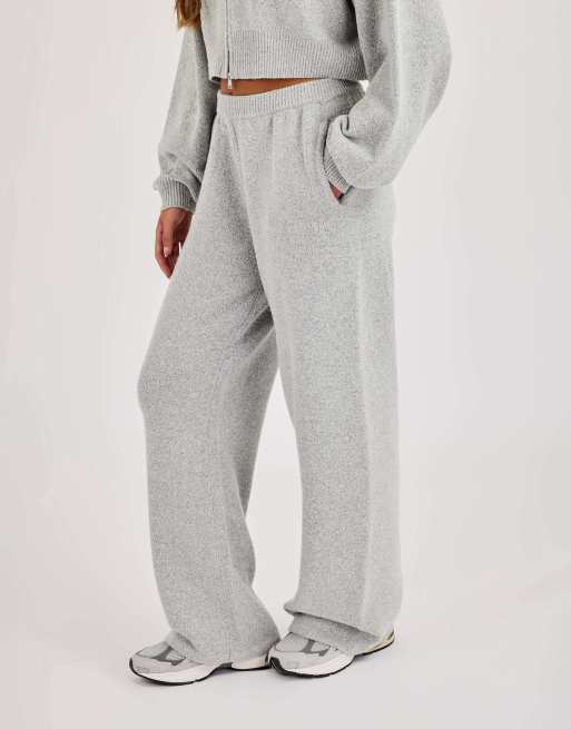 Cernucci Cernucci knitted logo wide leg jogger in grey, 4 of 4
