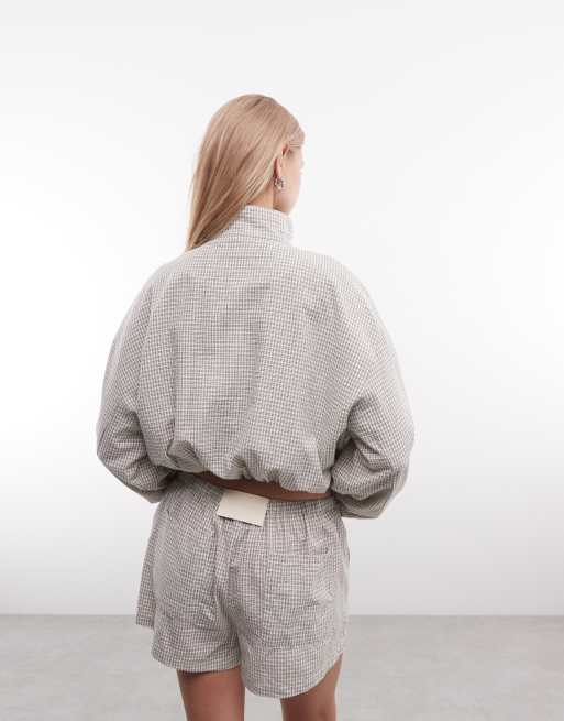 Cernucci - chaqueta de conjunto de sarga a cuadros con cuello alzado, 4 de 4