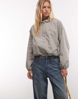 Cernucci Check Funnel Neck Jacket In Gray