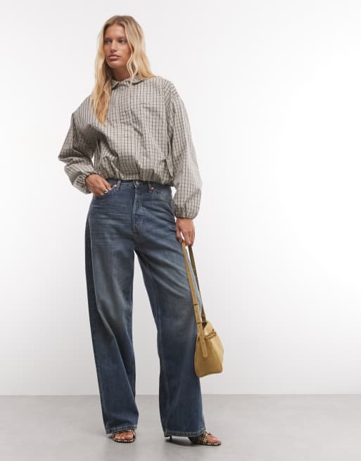 Cernucci check funnel neck jacket in taupe, 2 of 4