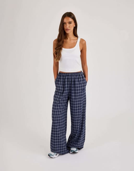 Cernucci Check wide leg trouser in blue, 4 of 4