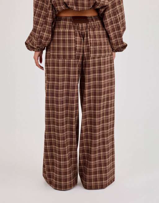 Cernucci Check wide leg trouser in brown, 2 of 4