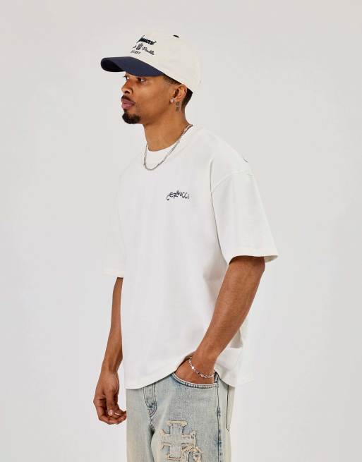 Cernucci Cherub chain stitch oversized t-shirt in cream, 2 of 4