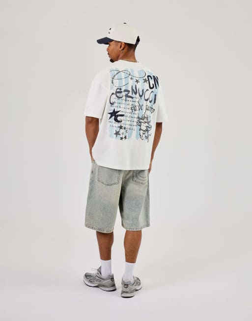 Cernucci Cherub chain stitch oversized t-shirt in cream, 3 of 4