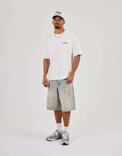Cernucci Cherub chain stitch oversized t-shirt in cream, 4 of 4
